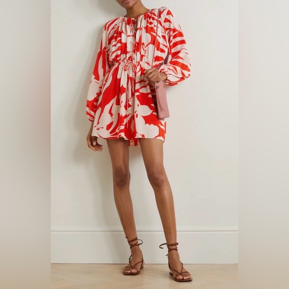 MATTEAU Printed Silk-Crepe Mini Dress